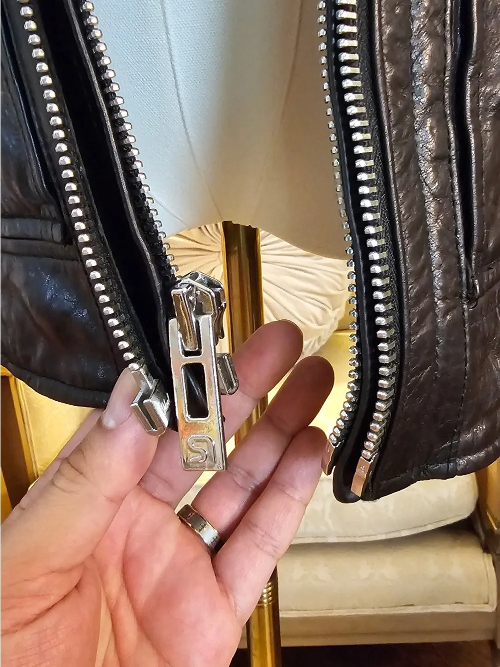 NWT Rogue Black Leather Jacket with Silver Zippers